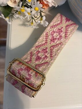 Pom Pom London Pink and Beige Adjustable Strap NWOT